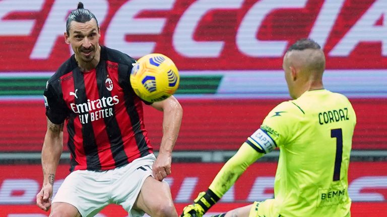 Zlatan Ibrahimovic scores his 500th club goal against Crotone