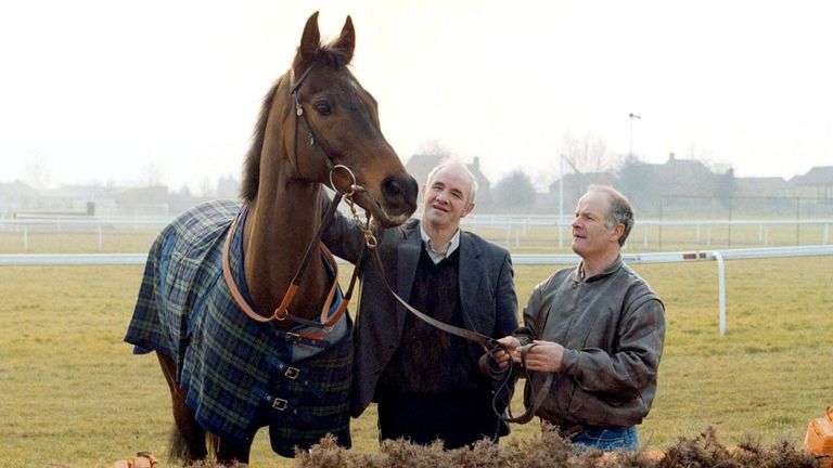 Danoli with trainer Tom Foley (left) and stable lad Jim Tracey 