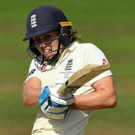 Nat Sciver in action during England Women's Test match against Australia in Taunton in 2019