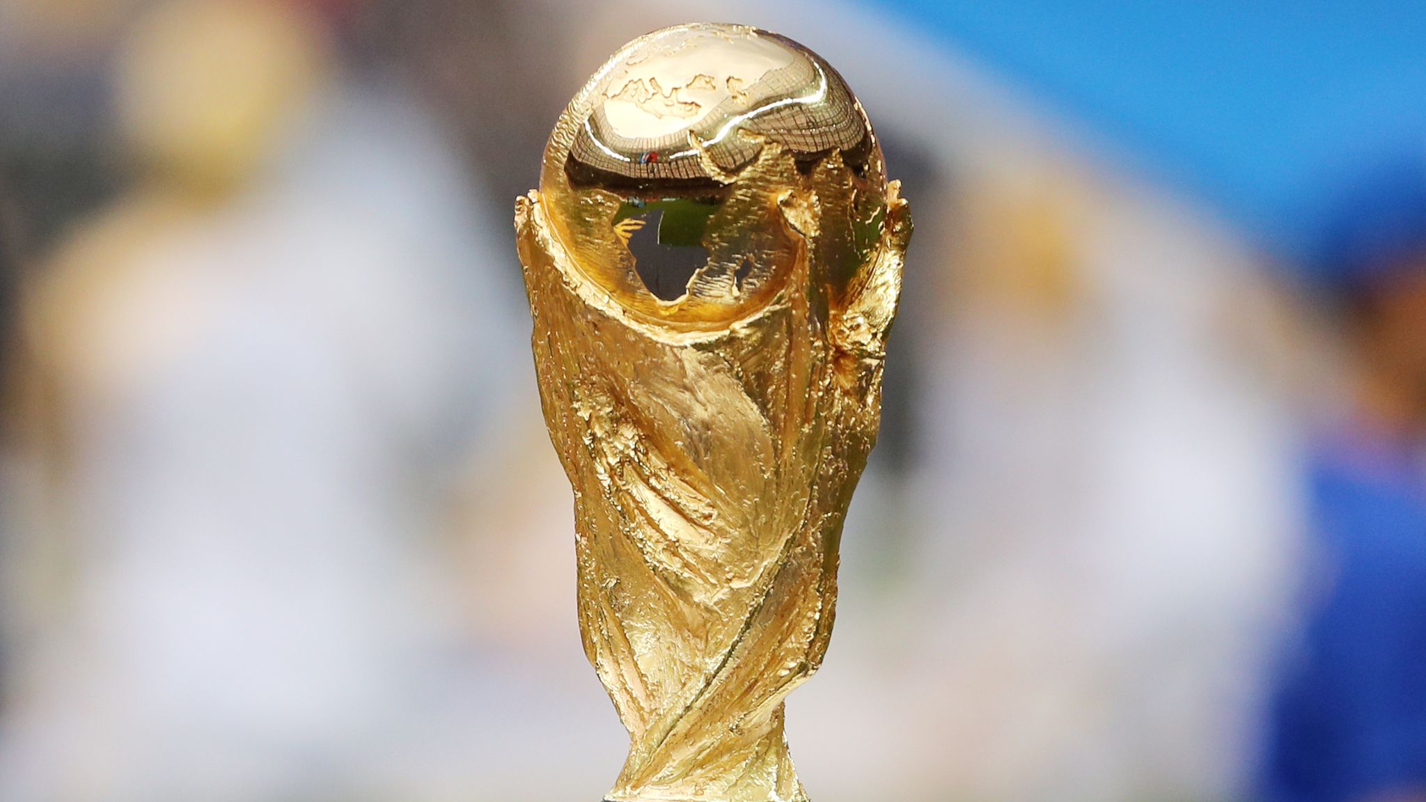 SWINDON, UK - JUNE 11, 2014: FIFA World Cup Trophy On A White