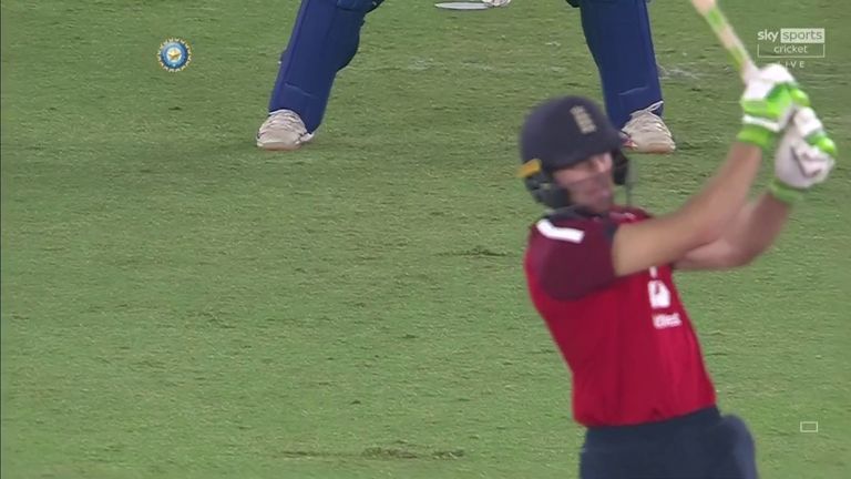 Jos Buttler welcomes Shardul Thakur into the attack by smashing his first ball over midwicket for six