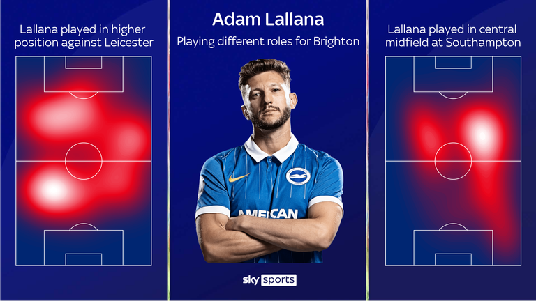 Adam Lallana has played in both more advanced and deeper roles for Brighton