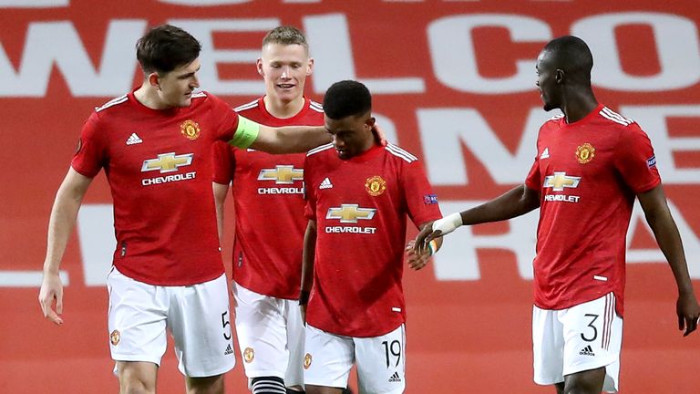 Amad Diallo celebrates Man Utd's opener, his first goal for the club