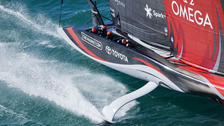 Emirates Team New Zealand out on the water (Image Credit - ACE 36 | Studio Borlenghi)