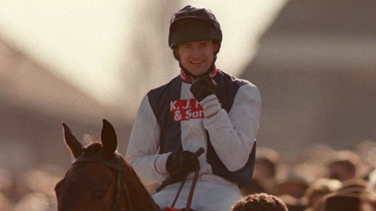 Thornton celebrates on Cool Dawn after winning at Cheltenham