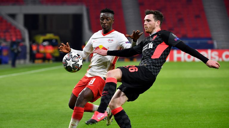 AP - Andy Robertson in action against RB Leipzig