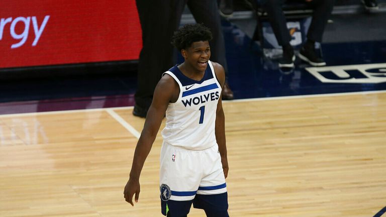 AP - Minnesota Timberwolves' Anthony Edwards (1) on court