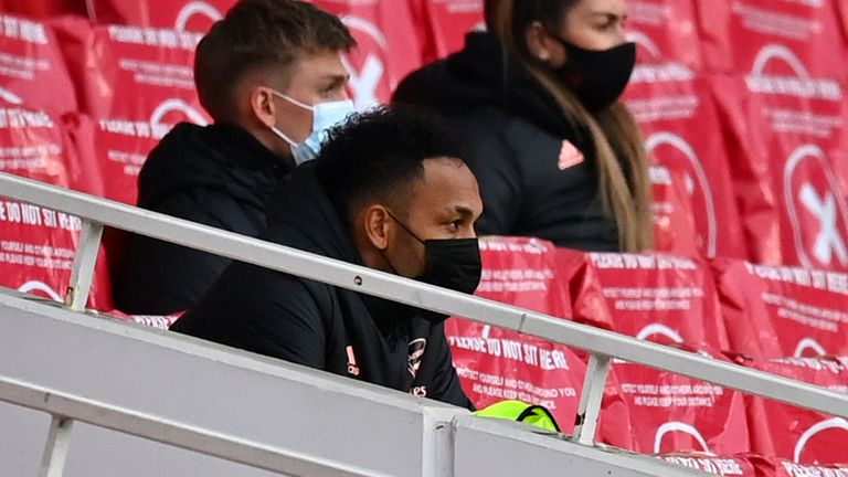 Aubameyang was an unused substitute during the 2-1 loss to Tottenham