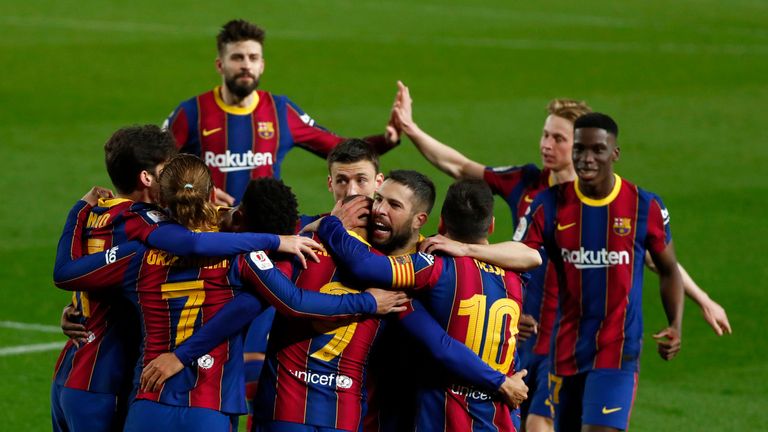 Braithwaite&#39;s late winner sparked wild celebrations involving the full Barcelona line-up