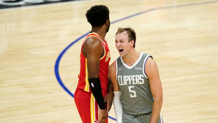 Luke Kennard&#39;s epic buzzer beater saw the Los Angeles Clippers close the gap on the Atlanta Hawks heading into the fourth quarter.