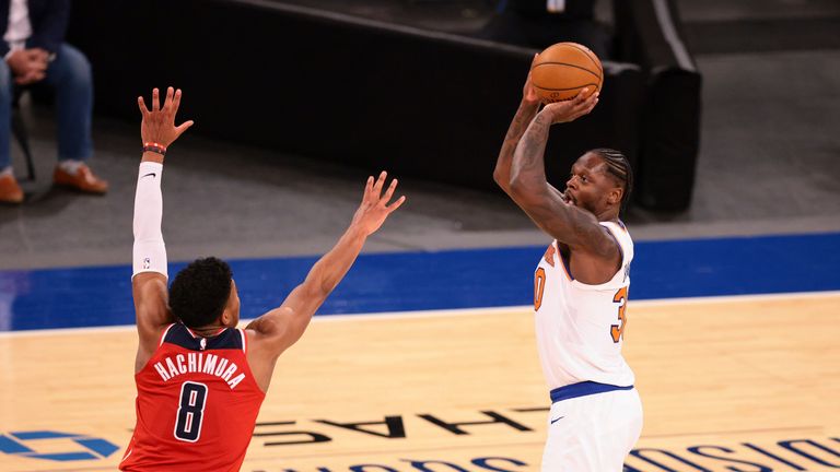Julius Randle top-scored with 37 points as the New York Knicks defeated the Washington Wizards.