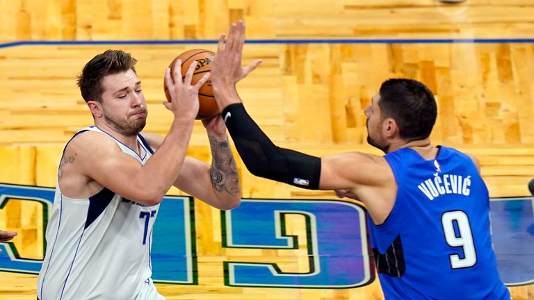 Dallas star Luka Doncic deceived the Orlando Magic defence with an amazing behind-the-back assist as Dorian Finney-Smith scored in the fourth quarter.