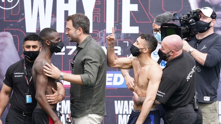 Chris Kongo and Michael McKinson Weigh In ahead of their WBO Global Welterweight Title fight tomorrow Night.
26 March 2021
Picture By Dave Thompson Matchroom Boxing