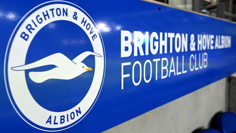 General view inside the stadium ahead of the Premier League match between Brighton & Hove Albion and Crystal Palace at American Express Community Stadium on February 22, 2021 in Brighton, England. Sporting stadiums around the UK remain under strict restrictions due to the Coronavirus Pandemic as Government social distancing laws prohibit fans inside venues resulting in games being played behind closed doors. (Photo by Andy Rain - Pool/Getty Images)