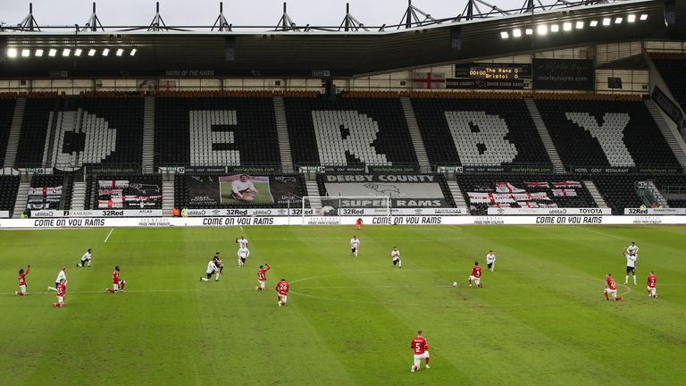 Derby County players and staff will no longer take a knee before games