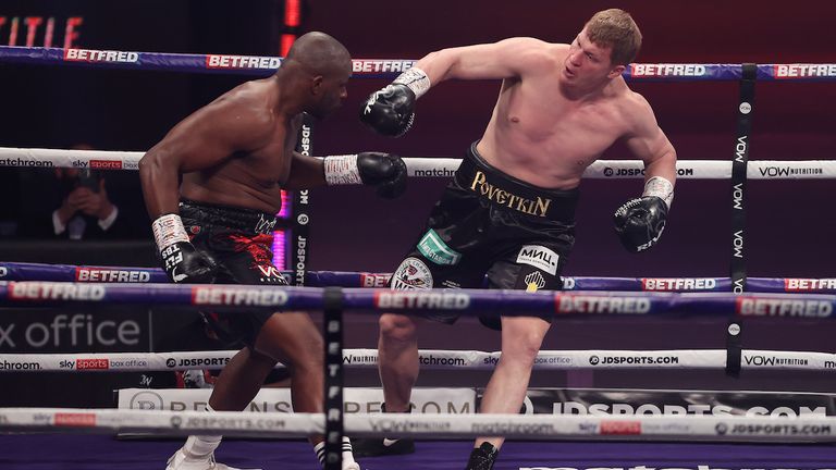 *** FREE FOR EDITORIAL USE ***.Alexander Povetkin v Dillian Whyte,  Interim WBC Heavyweight World Title..27 March 2021.Picture By Mark Robinson Matchroom Boxing.