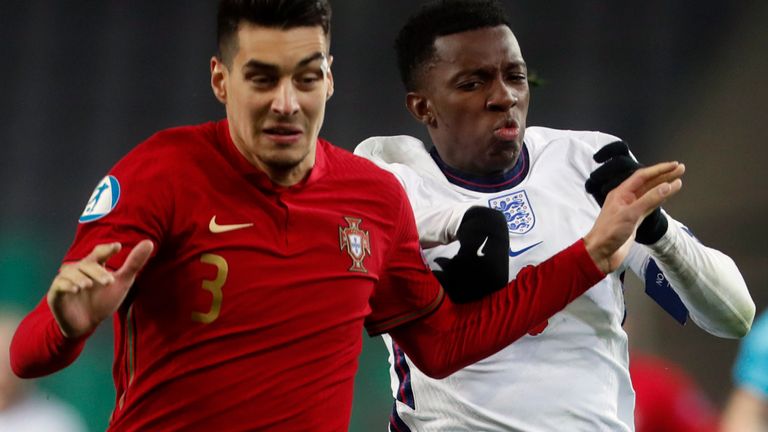 England U21 captain Eddie Nketiah during defeat to Portugal (AP)