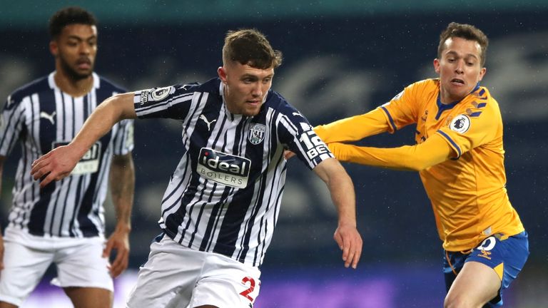 Dara O'Shea comes under pressure from Bernard at The Hawthorns