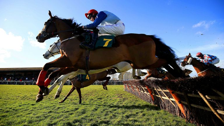 Razzle Dazzle &#39;em ridden by jockey Brendan Powell on the way to winning the Richard Farquhar (A Good Man) Walking Courses Selling Handicap Hurdle at Fakenham Racecourse, Fakenham. 19 February 2016