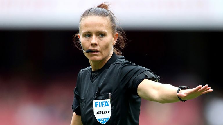 Match referee Rebecca Welch during the Emirates Cup match at the Emirates Stadium, London.  Picture date: Sunday July 28, 2019.
