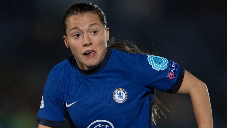  Fran Kirby of Chelsea during the Women's UEFA Champions League Round of 16 match between Chelsea FC Women and Atletico Madrid at Kingsmeadow on March 03, 2021 in Kingston upon Thames, England. Sporting stadiums around the UK remain under strict restrictions due to the Coronavirus Pandemic as Government social distancing laws prohibit fans inside venues resulting in games being played behind closed doors. (Photo by Visionhaus/Getty Images)