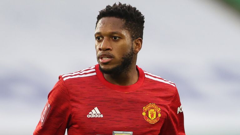 Fred of Manchester United during the Emirates FA Cup Quarter Final match against Leicester City