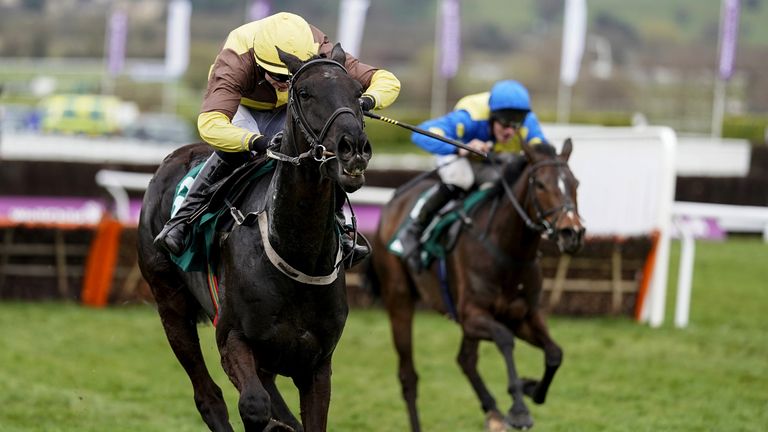 Galopin Des Champs ridden by Sean O&#39;Keeffe (left) on their way to winning the Martin Pipe Conditional Jockeys&#39; Handicap Hurdle during day four of the Cheltenham Festival 