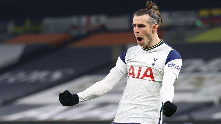 Gareth Bale celebrates after scoring second for Spurs (AP)