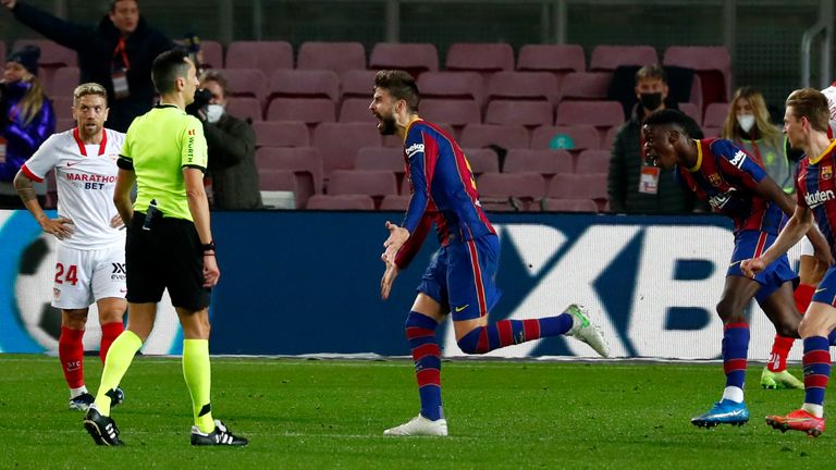 Gerard Pique had earlier brought his side level on aggregate