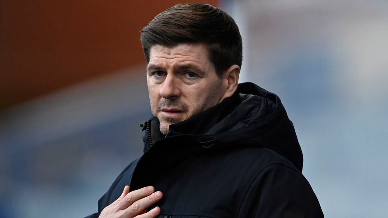 GLASGOW, SCOTLAND - JANUARY 23: Rangers Manager Steven Gerrard during a Scottish Premiership match between Rangers and Ross County at Ibrox, on January 23, 2021, in Glasgow, Scotland. (Photo by Rob Casey / SNS Group)