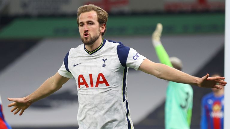 Harry Kane celebrates scoring Tottenham&#39;s fourth (AP)