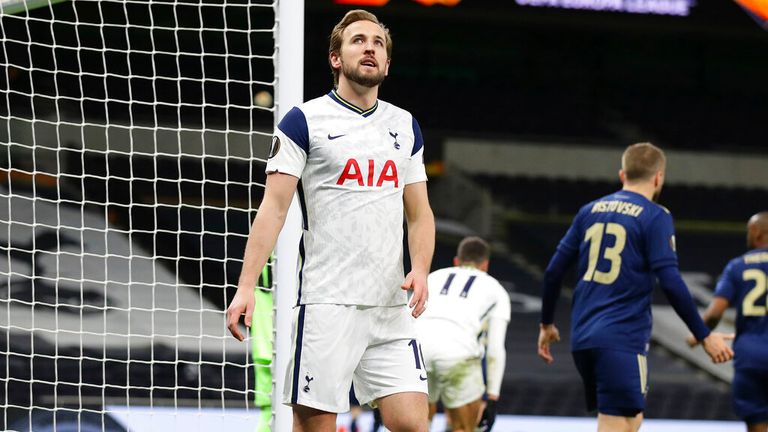 Harry Kane scored twice for Tottenham in their 2-0 Europa League win over Dinamo Zagreb