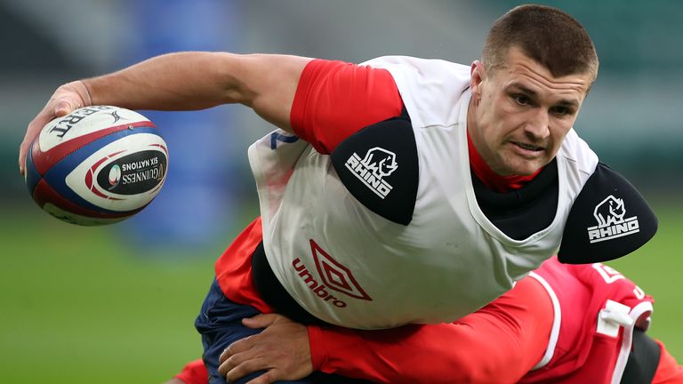 Henry Slade during a training session at Twickenham Stadium, London. Picture date: Saturday February 20, 2021.