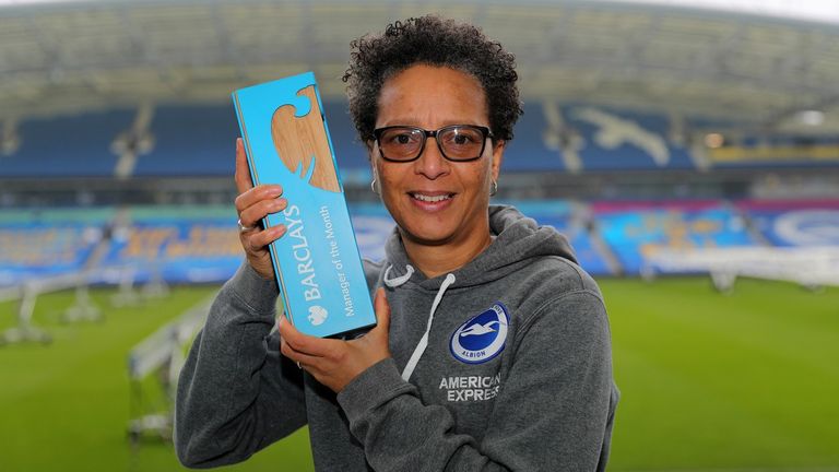 Brighton Women manager Hope Powell has been named Barclays Manager of the Month for February