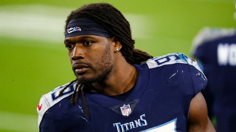 Tennessee Titans linebacker Jadeveon Clowney is among those still looking for a team. (AP Photo/Wade Payne)