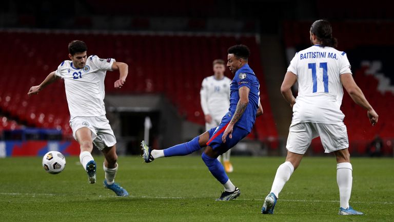 Jesse Lingard in action for England against San Marino