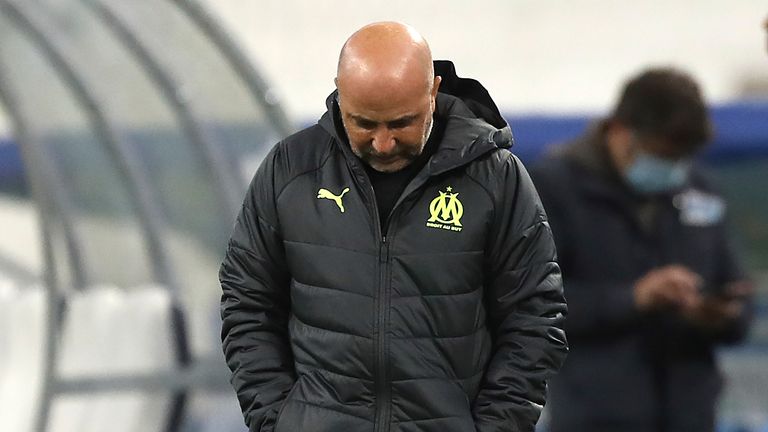 Marseille's new head coach Jorge Sampaoli suffered his first defeat