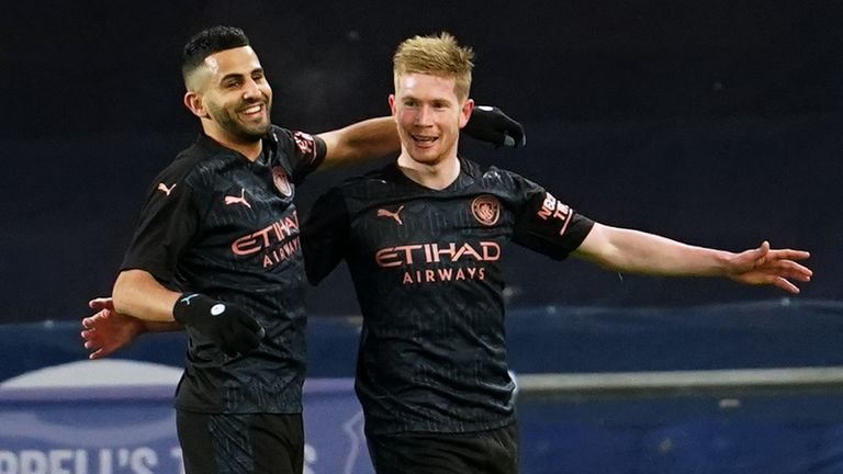 Kevin De Bruyne celebrates after wrapping up the win late on