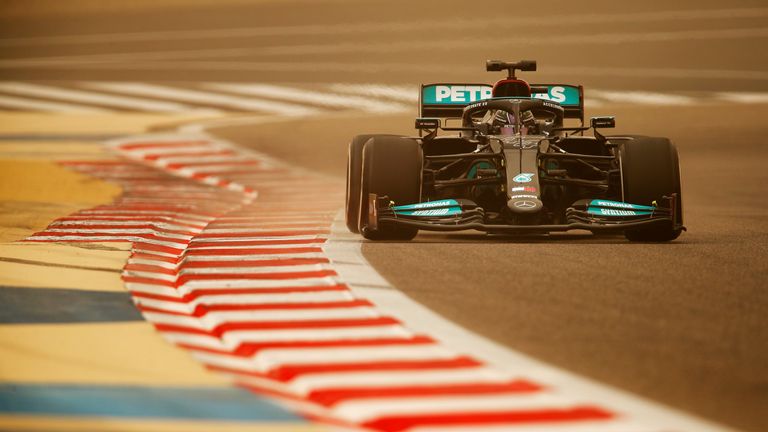 BAHRAIN INTERNATIONAL CIRCUIT, BAHRAIN - MARCH 12: Lewis Hamilton, Mercedes W12 during the Bahrain March testing at Bahrain International Circuit on Friday March 12, 2021 in Sakhir, Bahrain. (Photo by Zak Mauger / LAT Images)