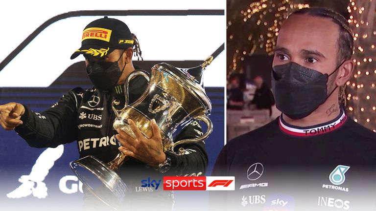 F1 Hamilton reacts on Bahrain win