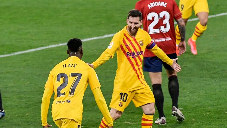 Lionel Messi laid on two assists during Barcelona's win over Osasuna