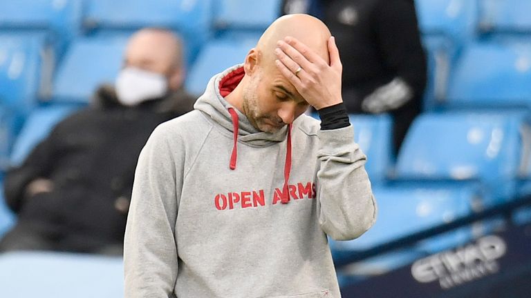 Pep Guardiola was left scratching his head during the first half