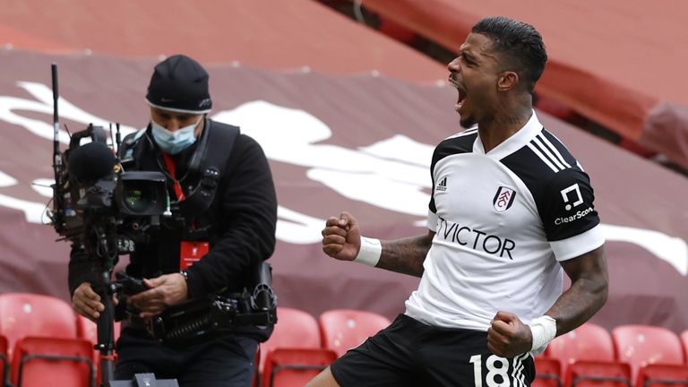 Mario Lemina celebrates his goal in front of the cameras