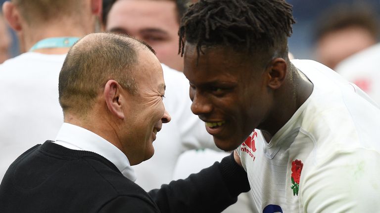 England boss Eddie Jones with Maro Itoje