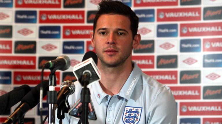 Matt Jarvis speaks to the media before his England debut against Ghana in 2011