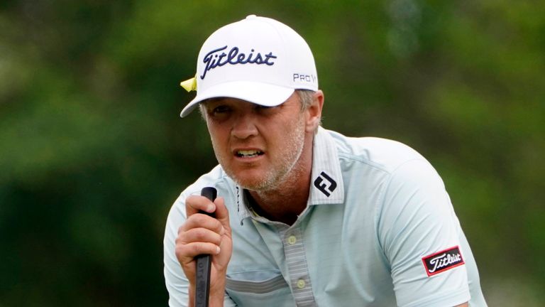 Matt Jones looks at his shot on the third hole during the final round of the Honda Classic golf tournament, Sunday, March 21, 2021, in Palm Beach Gardens, Fla. (AP Photo/Marta Lavandier)