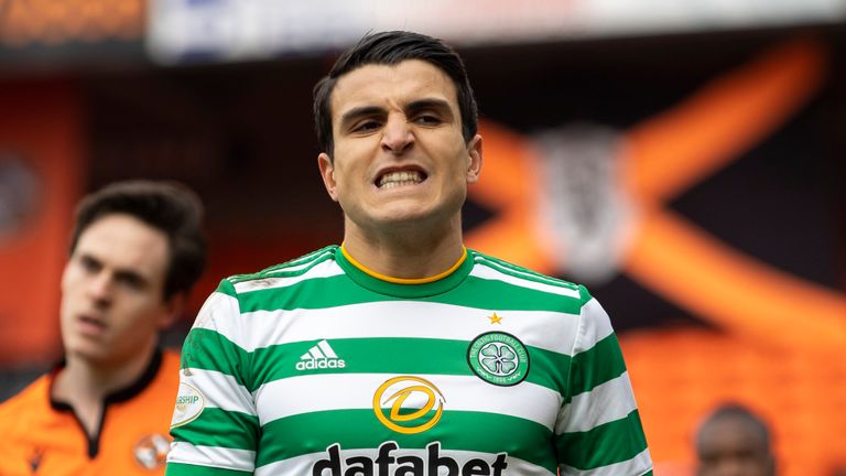 Mohamed Elyounoussi had seven shots against Dundee United but failed to beat Benjamin Siegrist