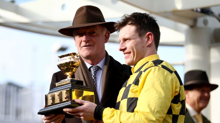 Trainer Willie Mullins, left, holds the record for Cheltenham Festival wins, including two Gold Cup victories