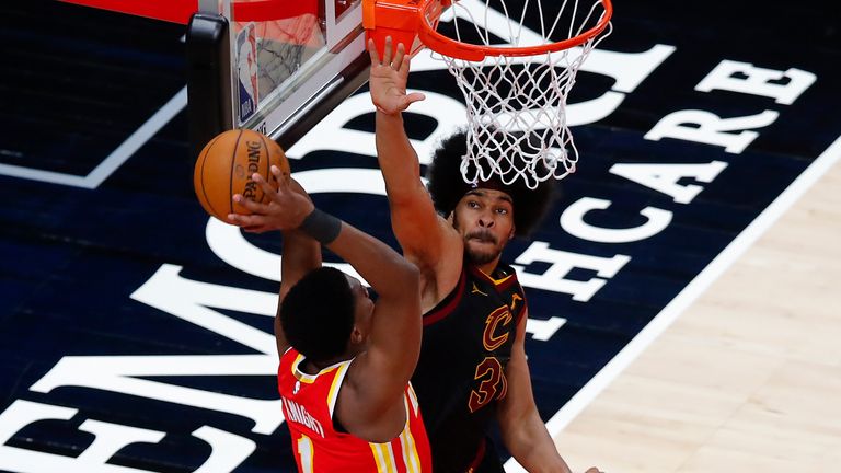 Getty - Nathan Knight #1 of the Atlanta Hawks goes up for a shot and was fouled by Jarrett Allen #31 of the Cleveland Cavaliers 