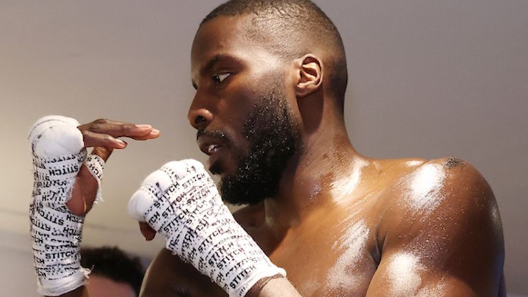 *** FREE FOR EDITORIAL USE ***.Lawerence Okolie vs Krzysztof Glowacki, WBO Crusierweight Title Contest, SSE Wembley Arena..20 March 2021.Picture By Mark Robinson Matchroom Boxing. .Lawerence Okolie prepares. 
